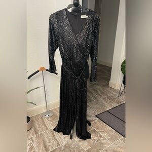 Eliza J Black Sequin Wrap jumpsuit